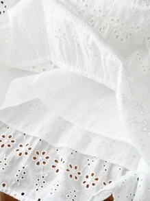 Young Girls White Sleeveless Hollow-Out Long Dress