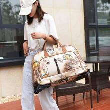 Spacious Women's Travel Suitcase With Wheels - Waterproof Oxford Fabric, Lightweight Trolley Bag In Light Yellow, Large Capacity, Rolling Luggage - 玫瑰金 - 查看 5