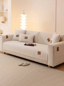 1pc Spill-Resistant Chenille Striped Sofa Cover, 1/2/3/4 Seat Sofa Cushion Cover, Armrest Backrest Protector, Non-Slip For All Seasons - White - View 10