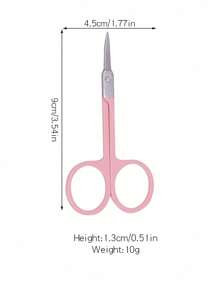1pc Stainless Steel Bent Tip Eyebrow Scissors, Black C-Shape Precision Eyebrow Trimmer, Pink Beauty Grooming Tool