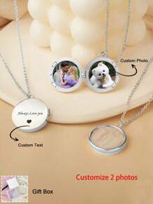 Customized Text And Image Necklace, Personalised Double-Sided Conch Locket Necklace, Gift For Mom, Friends, Classmates, Thanksgiving, Valentine's Day, Birthday, Graduation
