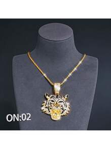 3D 老虎吊坠项链，展现皇家风采，嘻哈链，3D 立体效果，百兽之王，闪闪发光，镶有钻石，各种款式适合不同场合，链，奢华设计，圣诞节，新年，情人节，节日礼物 - 多色/多款 - 查看 17