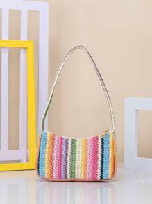 1 pieza Bolso Baguette bandolera de color brillante para niñas, bolso de axila, adecuado para uso diario, mejor opción de regalo