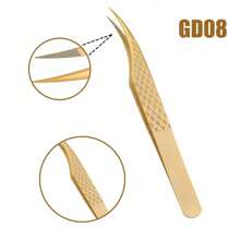 FADVAN Fadvan 1pc Eyelash Extension Tweezers With Fiber Tips Golden Stainless Steel High Precision Tweezer For Volume Fans Makeup Tools