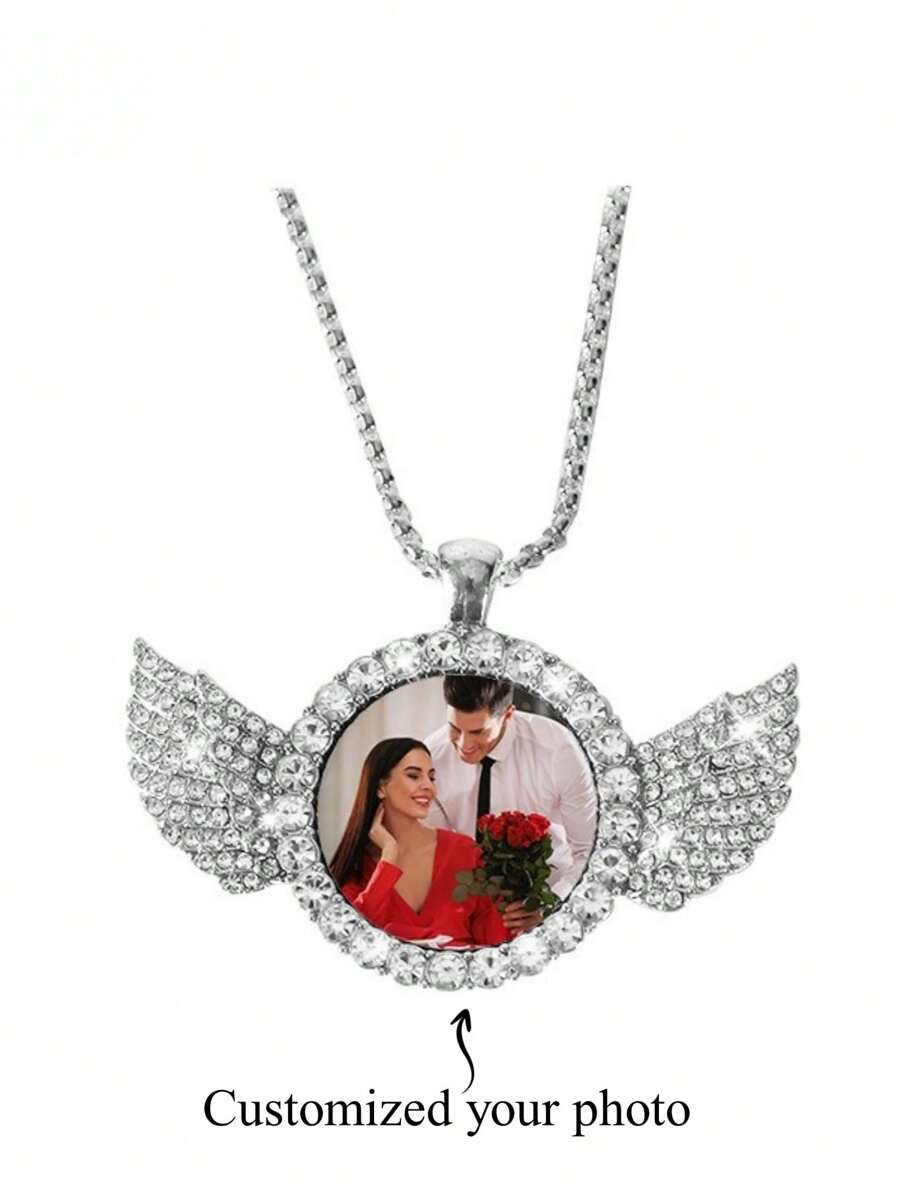 1pc Custom Personalized Photo Necklace, Custom Double-Sided Picture Necklace, Hip Hop Style Chain Strap Picture Pendant, Personalized Commemorative Gift, Father's Day Gift Gift Ideas, Silver, Stylish, Colorful, Vintage, Simple, Unisex, Casual, Cuties, Custom, Personalized, Unique, Ideal Gifts For Him, Ideal Gifts For Her, Her, Boyfriend, Girlfriend, Dad, Mom, Family, Friends, For Anniversaries, For Birthdays, For Graduation, For Prom, For Party, Prom Season