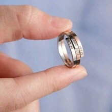 Custom Engrave Promise Ring For Women Stainless Steel Tiny Open Two Name Initial Personalized Ring 2mm Thin Gifts - Multicolor - View 8