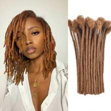 Extensiones para dreadlocks de 8 pulgadas/12 pulgadas, 10 hebras de 0.6 cm de ancho, extensiones de dreadlocks sintéticas de ganchillo en estilo afro rizado, para peinados reggae y hip-hop, extensiones de cabello natural negro para hombres y mujeres para el uso diario - Multicolor - Ver 9