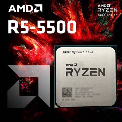 AMD Ryzen 5 5500 3.6GHz Base Clock 6-Core 12-Thread Desktop Processor CPU, AM4 Socket, No Integrated Graphics, For High End Computer Enthusiastic Gaming PC, No Heatsink Fan, No Box