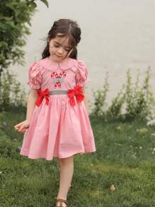 Girls' Summer Princess Dress, Fashionable Unique Sweet Lovely Peter Pan Collar Dress For Girls