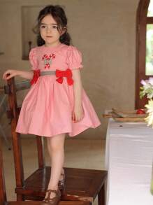 Girls' Summer Princess Dress, Fashionable Unique Sweet Lovely Peter Pan Collar Dress For Girls