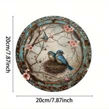 1 件复古圆形金属标牌，带有鸟妈妈和宝宝，室内/室外装饰标牌，适用于家庭、咖啡馆、公寓、餐厅、街道、客厅墙壁、节日礼物 - 彩色 - 查看 3