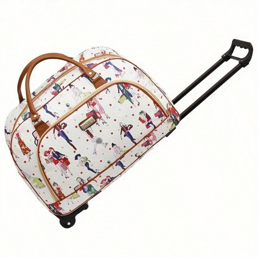 Spacious Women's Travel Suitcase With Wheels - Waterproof Oxford Fabric, Lightweight Trolley Bag In Light Yellow, Large Capacity, Rolling Luggage - 玫瑰金 - 查看 1