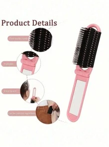 1 chiếc lược mạ bạc có thể gập lại kèm gương, lược chải tóc nhỏ gọn và di động, lược chải tóc nhỏ gọn có túi khí và gương trang điểm cầm tay, lược chải tóc đệm khí lý tưởng để sử dụng hàng ngày và khi đi du lịch, phụ kiện du lịch thiết yếu cho phụ nữ và trẻ em gái - Bạc - Xem 8