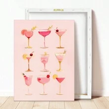 1 件，帆布挂画，带框装饰画，粉色酒吧推车可打印壁画，鸡尾酒海报，厨房墙壁装饰，少女大号印刷品，派对装饰可打印，复古时尚，酒吧艺术，墙壁装饰 - 彩色 - 查看 11