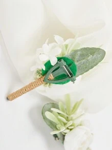 6枚男士婚礼胸花，人造丝玫瑰花，适合新郎伴郎婚礼装饰，优雅绳编胸花，完美适用于舞会、订婚仪式、周年纪念晚宴装饰、情人节配饰 - 彩色 - 查看 6