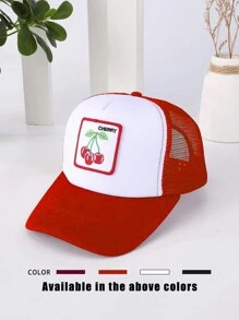 1pc Embroidered Cherry Patch Colorblock Meshed Ponytail Hat, Adjustable Outdoor Sun Protection Casual Hat For Spring Autumn Travel Beach, Y2K Style Youth Cap,Summer,Holiday,Festival - Baseball Mesh Cap - View 8