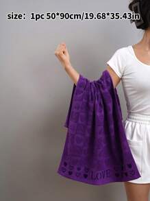 QIBHI 3/2/1件装提花心形图案轻薄浴巾/浴巾,轻薄吸水,便于携带,适合旅行、情侣礼物、家居装饰、婚礼、派对、美容院、酒店、运动场所、居家必备、毛巾、护肤浴巾 - 紫色 - 查看 13