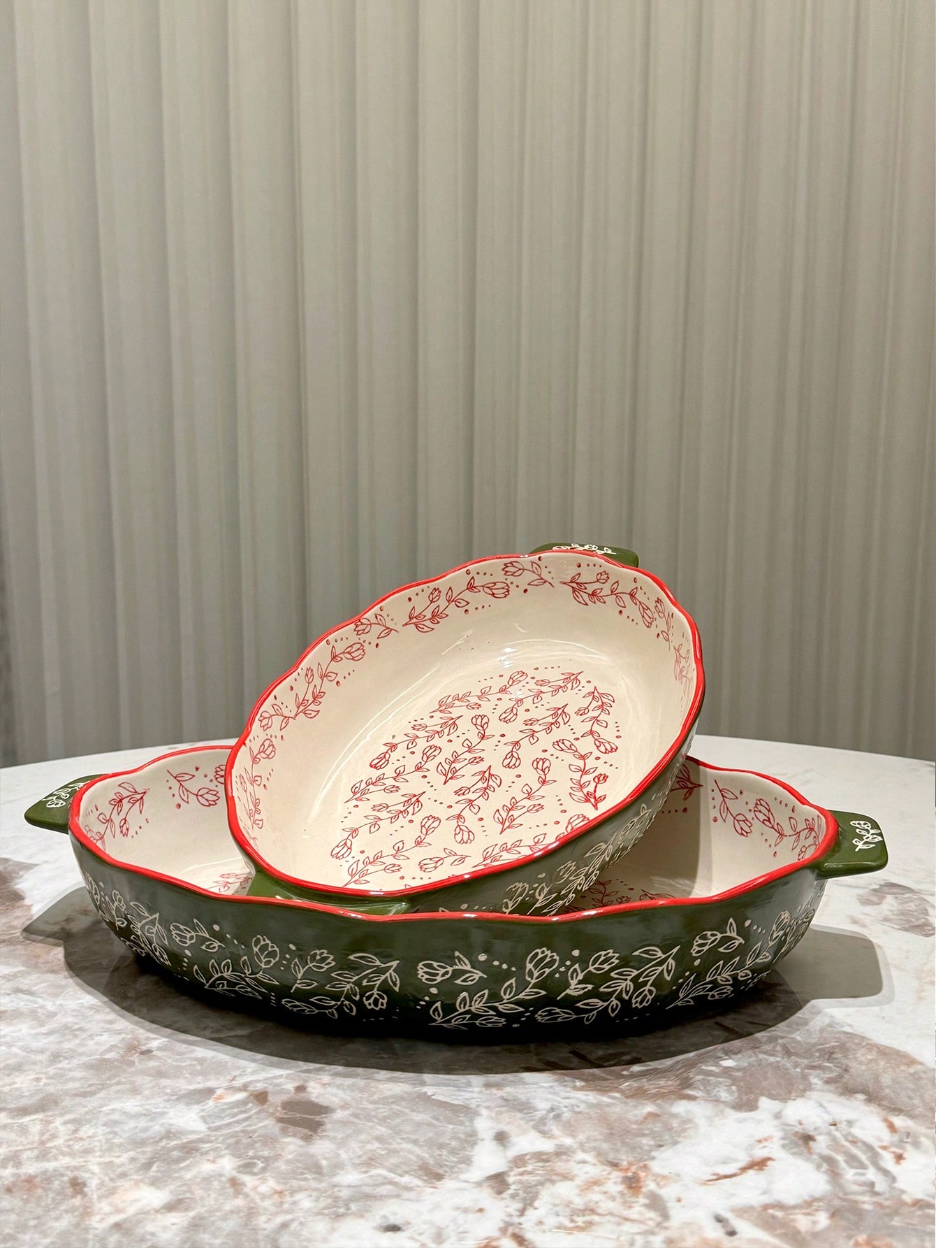 طقم أواني خزفية مطلية يدويًا بطراز قديم، أدوات طهي...