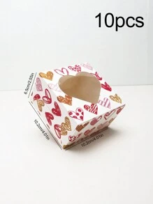 5pcs/10pcs Heart-Shaped Baking Boxes With Window, Suitable For Cakes, Cookies, Sweets, Chocolates, Strawberries, Pies, Doughnuts, Muffins, Cupcakes, Valentine's Day - Paper - View 18
