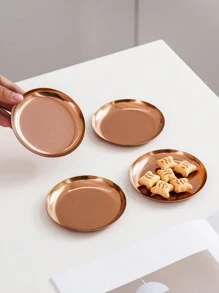 3pcs/6pcs Stainless Steel Rose Gold Small Trays, Snack Trays, Dessert Trays For Wedding, Festival, Party - Multicolor - View 1