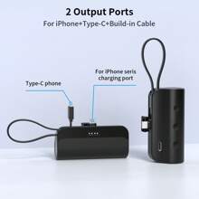Caricabatterie portatile mini di tipo C per iPhone, power bank ultra compatto da 5000mAh per viaggi, batteria ricaricabile senza fili per telefono, compatibile con iPhone 16 15 Plus ProMax Android Galaxy