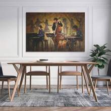 1pc Vintage Music Oil Painting Jazz Singer Playing Poster Modern Poster Canvas Wall Art Poster Room Aesthetics And Decoration Picture Printing Craft Canvas Decor Framed Ready To Hang.