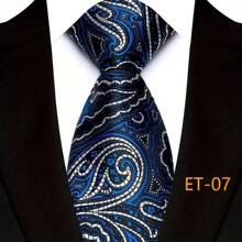 GOADAFOO 奢华 8CM 男士领带皇家蓝色纯色条纹佩斯利领带男士新郎提花编织领带适合商务婚礼派对