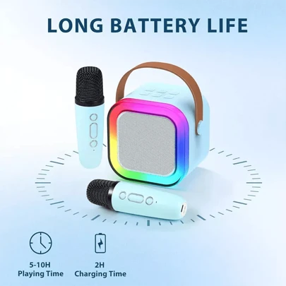 NetHong Mini Karaoke Machine With 2 Wireless Microphones - A Compact Karaoke Speaker Gifts