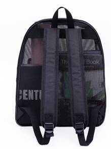 Mochila semitransparente de malla resistente, mochila transparente con correas de hombro acolchadas para natación, deportes al aire libre, regreso a la escuela, artículos escolares esenciales para mujeres, niñas y estudiantes, que combina perfectamente con los accesorios de mochila para el regreso a la escuela