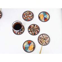 Ceramic Coaster Anti-Slip Heat Insulation Absorbent Soft Cork Ceramic Mosaic Tea Cup Mat