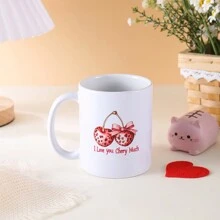 1 件 11 盎司陶瓷心形印花马克杯，双面印花情侣咖啡杯 - 适合日常使用和节日礼物