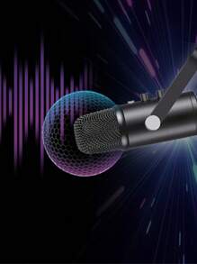 Aveek Mercase USB Condenser Microphone Full Metal Reverb Noise-Canceling Microphone For Podcasting, Streaming, Recording On Phone, Plug & Play, Quick Mute, Metal Stand With 360° Rotation - Black - View 10