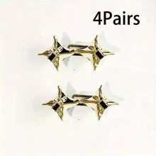 2/4 Stücke einstellbarer Taillenmieder, nahtlose Raffvorrichtung für Skinny Jeans, abnehmbarer Stern-Strass-Jeansschnallenbesatz, Metall-Taillengürtel-Raffsieb, geeignet für Hosen und Röcke - Silber/Schwarz