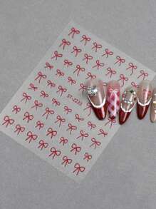 2/3/6/12/18/24 Sheets Valentine's Bow Nail Art Stickers For Women, Self-Adhesive 3D Bow Nail Decals, Cute Ribbon Nail Stickers For DIY Nail Design, Manicure Nail Supplies Accessories