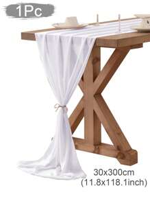 1/2 件雪纺一次性桌旗，白色浪漫简约桌布，适用于婚宴、节日、生日、情人节派对桌餐厅家居场景装饰 - 白色 - 查看 10