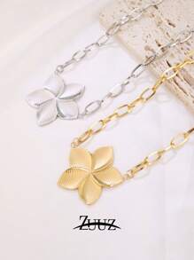 1 pieza Collar con colgante de flor chapado en oro de 18K de estilo vintage de acero inoxidable para mujeres, mejor amiga regalo