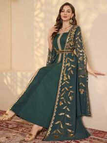 meilun Women's Elegant Sequin 2 In 1 Long Sleeve Dress