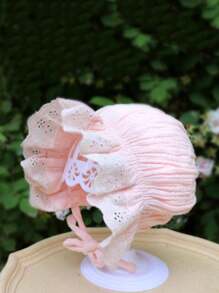 1 件复古蕾丝花朵刺绣柔软胎儿帽，宫廷风格婴儿帽，复古婴儿帽 - 1PC - 查看 2