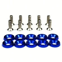 1 Set (20pcs Total) Includes 10pcs M6 Aluminum Alloy Polished Flat Washers And 10pcs Bolts, Bumper & Engine Recessed Screws For Car Styling Plate Installation And Decoration - one-size - View 14