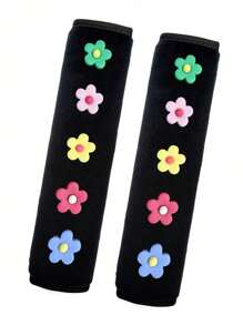 1 pièce /2 pièces Décoration florale pour ceinture de de voiture, protection pour l'épaule, housse de protection pour ceinture de anti-blocage, accessoires de voiture pour femmes - Taille Unique - Voir 10