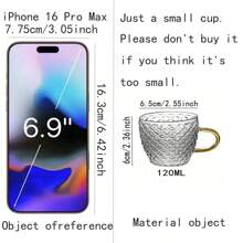 12/6/4/2pcs 120ml Dragon Scale Patterned Glass Cup, High Quality Glass Cup, Tea Cup, Hot & Cold Drink Cup, Suitable For Tea, Coffee, Home, Office, Cafe, Ramadan - Clear - View 3