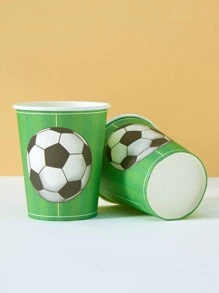 10/25 Stück Einweg-Papierbechermit grünem Fußball-Design, Fußballthemen-Papierbecher, für kalte Getränke und Kaffee geeignet, passend für Geburtstagsparty, Familientreffen, Picknick, Partydekorationen