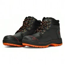 Bota de Trabajo Con Casco de Acero Para Hombre, Piel Autentica, Suela Antiderrape, Pointy Boots - Marrón - Ver 3