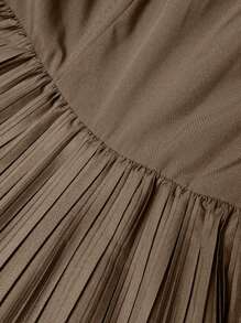 ZANZEA Fashion Women Round Neck High Waist Pleated Loose Swing Holiday Party Maxi Long Dress - Màu Khaki - Xem 6