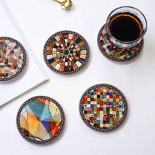 Ceramic Coaster Anti-Slip Heat Insulation Absorbent Soft Cork Ceramic Mosaic Tea Cup Mat