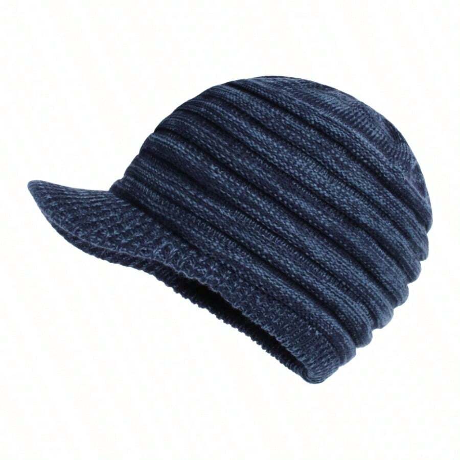 1pc Unisex Winter Hats With Visor Warm Ski Hat Stylish Knitted Hat For Men And Women - K30 Knitted Cap - Blue Mixed Color - View 1