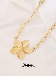 1 pieza Collar con colgante de flor chapado en oro de 18K de estilo vintage de acero inoxidable para mujeres, mejor amiga regalo