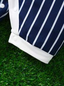 Baby Boy Letter & Number Baseball Print Striped Romper