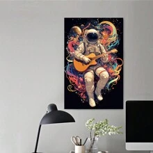 Astronaut Playing Guitar Canvas Painting - Creative Space Art For Bars, Arcades, Bedrooms, Living Rooms, Dining Rooms, Studies, Offices, And Home Decor,Perfect Gift For Boys Or Girls - Unframed - View 3