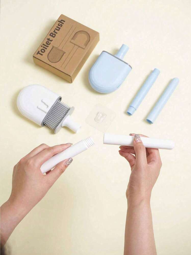 1 bàn chải vệ sinh bồn cầu bằng silicon, bàn chải vệ sinh gắn tường nhỏ gọn, tay cầm dài có thể tháo rời, lỗ thông hơi bên hông, chống rò rỉ, đầu phẳng, lông mềm, nhanh khô, PP, TPR, trang trí phòng tắm tại nhà trang trí mùa thu trở lại trường - Nhiều màu - Xem 10